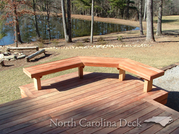 a bench on an ipe deck in NC